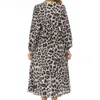 Mode Leopard Print V-krage Höst Långärmad Chiffong Klänning Maxi Klänningar för Kvinnor Vestido de Mujer 11906 210417