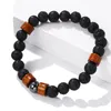 Bracelet pour hommes avec brins de perles, pierre volcanique naturelle, bijoux faits à la main avec perles en bois, cadeau pour femmes, BN Kent22