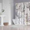 Marble Shower Curtain Sets With Nonslip Bathroom RugToilet Lid CoverBath MatDurable Waterproof Bath Curtain For Bathtub 210402