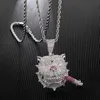 Hip Hop Bling Iced Out Cubic Zircon Cz Dog Pendants Halsband Koppar Halsband för män Rapper Smycken med Tennis Chain X0509