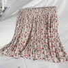 Летняя винтажная дикая цветочная печать юбка для женщин короткие эластичные талии плиссированные мини-корейский нежный сексуальный студент 210420