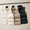 Kamizelka solidna w stylu krótkim dla kobiet Bawełna Wyściełana damska zimowa kurtka bez rękawów z suwakiem Kołnierz Casual Coats 210817