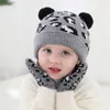 Beanies Criança Crianças Bebê Chapéus e Luvas Conjunto Inverno Knit Earflap Beanie Bonito Quente Pom Hat Mittens19481138528001