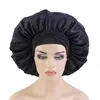 Cuffia extra large in raso color caramella con ampi lacci elasticizzati Cuffia per la cura dei capelli lunghi Donna 2021 Cappello da notte per dormire Regola la cuffia da doccia avvolgente in seta