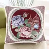 豪華なシニール刺繍クッションカバーヨーロッパの花の装飾枕ベルベット椅子ソファスロー枕ケース45x45cmクッション/装飾
