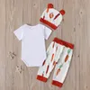 Ensembles de vêtements nouveau-nés pantalon de carottes de rabit de lapin + chapeau 3pcs