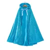 Kids Sequins Snow Queen Hooded Cloak Girls Princess Witch Cosplay Kostym Barn Halloween Carnival Dress Up Performance Suit Q0716