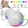 Smart Interactive Cat Toy Ball Automatic Colorful LED Self Rotating Ball With Catnip Bell Feather USB Rechargeable