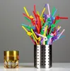 Colorful Drink Straws Creative Art Plastic Straw One-time Bending Juice Drinks Long Straws Manual Diy Weaving Production