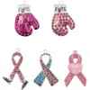 20 st/parti anpassad hänge rosa band bröstcancer medvetenhet strass emaljmedicinsk charm för sjuksköterska läkare gåva