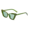 Sunglasses Green Cat Eye Women Bling Rhinestone For Crystal Sun Glasses Luxury Fashion Shades 2021 Trends