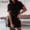 Summer Casual Sport Dress With Belt Women Solid Home Wear Loose Mini O Neck Short Sleeve Leisure es 210508