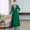 Asiatisk lång fest klänning ny koreansk stil kläder modern hanbok kvinnlig vintage etnisk mönster kostym kvinnors eleganta mantel