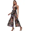 Fashion jump suits for women retro style beach holiday print sexy split casual jumpsuits elegant loose jumpsuit 210520
