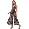 Ternos de salto de moda para mulheres retro estilo praia print holiday sexy split jumpsuits casuais elegante macacão solto 210520