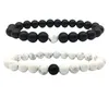 Perline, fili Trendy 8mm Stone Yoga Perline Bracciali Braccialetti Bianco Nero Yin Yang Strand Bracciale per uomo Donna Gioielli Pulseras Wholesal