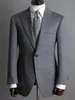 Męskie garnitury Blazers (kurtka + spodnie) Przystojny Chic Biznes Gray Notch Lapel Slim Fit Tuxedo Wedding Man Suit 2 Sztuka Formalna Blazer Niestandardowy M