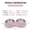 Fashion Eco-Friendly Durable Stainless Steel Pet Dog Bowls Puppy Dogs Double Bowl Feeder Pets Cat High-grade Non-slip Feeding Dishes Water Food Container 3 color