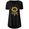 Haut décontracté femmes t-shirt sexy col en V ample manches courtes simplicité fleurs florales plume impression passepoil confortable respirant 3 couleurs WMD