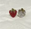 2024 Retro Strawberry Open Ring Rhinestone All-match Fashion Temperament High-quality Accessories Female High Quality Fast Delivery
