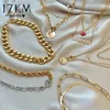 17KM Fashion Asymmetric Lock Necklace for Women Twist Gold Silver Color Chunky Thick Locks Choker Chain Necklaces Party Jewelry