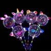 الجملة 20INCH CLEAR Party Decoration LeMinous LED BOBO Ballonons مع 70 سم عصا الزفاف زخارف حفل زفاف Ballon