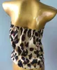 Top sexy con spalle scoperte leopardate in chiffon da donna estivo con stampa animalier Camicie senza maniche casual senza schienale Halter femminile indossa una maglietta da donna