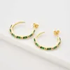 ANDYWEN 925 Sterling Silver Gold 19mm Big Hoops Square Zircon Green Black Piercing Earring Rock Punk Large Jewelry 210608254v