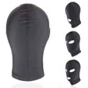 Nouveauté 123 trous hommes femmes adulte Spandex cagoule bouche ouverte visage yeux tête masque Costume esclave jeu de rôle Play2720708