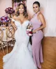 Taglia splendida Plus Abiti da sposa a sirena Abito da sposa con spalle scoperte Sweep Train in pizzo Tulle Custom Made Africano Dubai Arabo Abiti da sposa