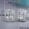 Cubic zircon stud earrings Silver rose gold women ear rings Diamond wedding fashion jewelry gift will and sandy