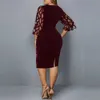 Plus Size Kleid für Frauen Sommer Party ES Sexy Pailletten Elegante Schwarzwein Rot Casual Evening Outfits 3XL 4XL 5XL 210618