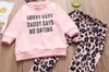 Infant Baby Girls Clothing Set 0-4T Spring Fall Daddy Says No Dating Tops+Leopard Print Pants+Headband Toddler Girl Outfits Sets