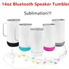 14 Unzen Bluetooth-Lautsprecher mit Griff, Sublimation, gerader Becher, kabellose intelligente Musikbecher, intelligente Wasserflasche aus Edelstahl