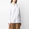 Witte elegante shirts voor vrouwen staan ​​kraag lange mouw asymmetrische rechte blouses vrouwelijke lente mode kleding 210531