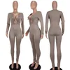 Pajaciki Kombinezon dla kobiet Solidny kolor Z Długim rękawem Sexy Onesie Bodycon Trening Body Workout Romper Lounge