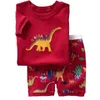 Red Dino Bambini Abbigliamento Set di Dinosauro Boys Pigiama 2 pezzi Attito Baby Boy Pijama Kids Tee Shirt Pantaloncini Pantaloncini PANT 100% cotone 210413