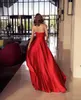 Red Stain Aftonklänning Jumpsuit med avtagbart tåg 2021 Sweetheart South African Girls Plus Size Prom Gown med Pant Suit
