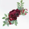 Decorative Flowers Wreaths 2pcs Wine Red Artificial Wedding Backdrop Decor Welcome Card Sign Corner Floral Props Arrange Arch Fl3154958