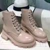 Martin Boots Rain Boot Women Lace-Up Wedding Party Platform 21Fw Autumn Winter Leather