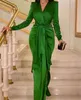 Robes de sirène verte de bal Long Sheeve plus taille élégante robe de robe formelle de soirée