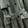 Корея взлетно-посадочной полосы дизайнер осень / осень регулируемые карманы талии Maxi длинный плащ траншеи с ремнем шикарной женской ветровки классики 210812