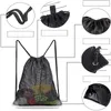 Stuff Sacks Women Nylon Mesh Black Large Capacity Protable Beach Drawstring Bag