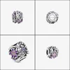 Uroki biżuterii Odkrycia Komponenty Przyjazd 100% 925 Sterling Sier OpenWard Purple Daisy Charm Fit Fit Oryginalny europejski bransoletka moda Aesso