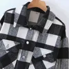 Vintage vrouw oversized plaid patchwork korte wollen jas lente mode dames losse zachte jassen vrouwelijke chique uitloper 210515