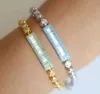 AAA + Cubic Zirconia Tênis Bracelelt com pedra colorida Simples clássico CZ Bar Charme Moda Mulheres Jóias