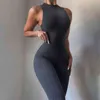 Two Piece Set Sexy Women Sleeveless Bodysuit Suits Ribbed Skinny Romper Legging SweatPants Outfits Summer Tracksuit Clothes 210517