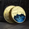 10スタイルサンタ記念ゴールドコイン装飾エンボス加工雪だるまクリスマンギフトメダルWhole6736259