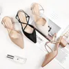 Pointy Closed Toe Women Sandals Cross Band Buckle Strap Gladiator Sandalias Trendy Wear Resistance Chunky High Heels Shoes Woman