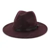 Alta Qualidade Moda Mulheres de Lã Sentia Jazz Fedora Chapéus Cinto Fivela Decoração Unisex Brim Grande Panama Party Homens Casamento Cap